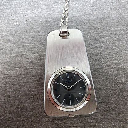 Citizen Necklace Watch Women Gray Dial Steel Rectangle New Battery W/Box1