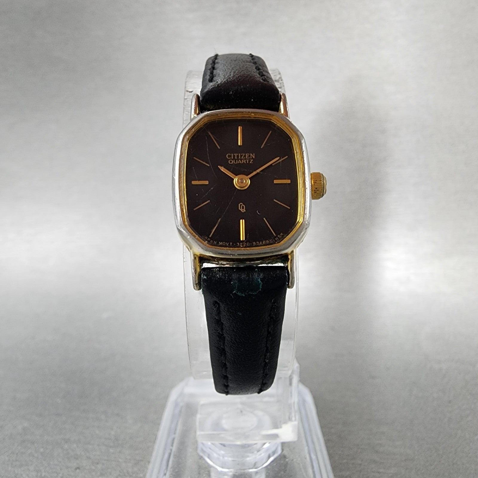 Citizen CQ Tank Watch Women 17mm Black Dial Gold Tone 3220893476 New Battery5