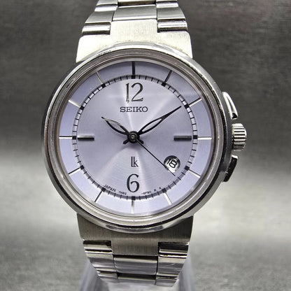 Seiko Lukia Watch Women 29mm Purple Dial Silver Tone Date Round 7N82-6E00 NewBat1