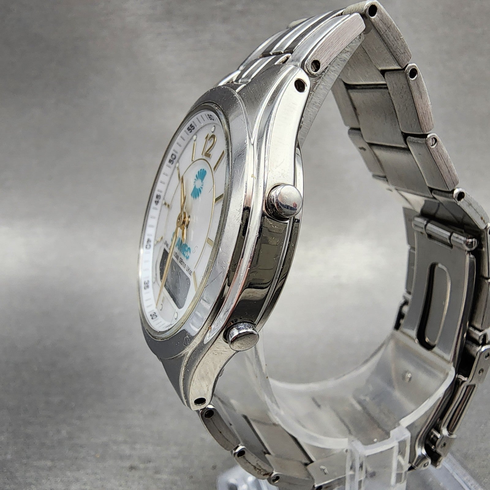 Casio Lineage LCWM200 Watch Men 38mm White Dial Steel Analog Digital Solar Runs2