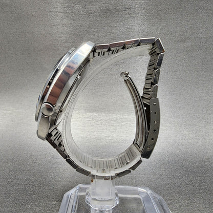 Seiko 5 Sports Watch Men 41mm Silver Dial Silver Tone Daydate Automatci Runs