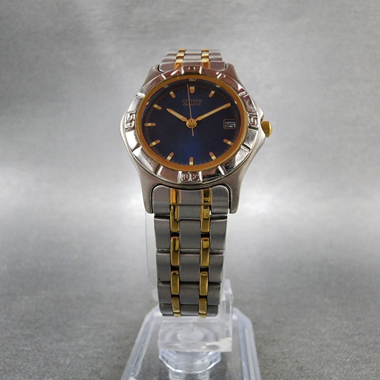 Citizen Watch Women 25mm Blue Dial Two Tone Date Round 1012S69802 New Battery5