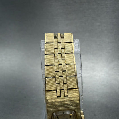 Seiko Tank Watch Women 12mm Champagne Dial Gold Tone Rectangle Manual Wind Runs4