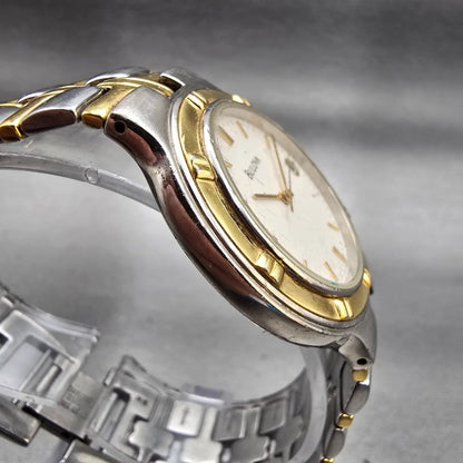 Bulova Watch Men 34mm White Dial Two Tone Date Round 98B52 New Battery3