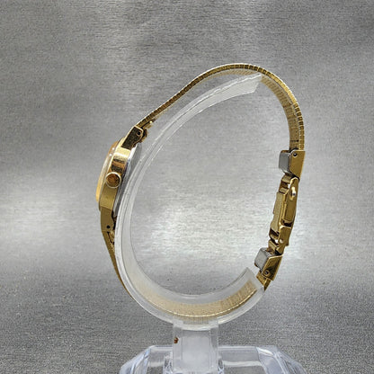 Seiko Watch Women 17mm Gold Dial Gold Tone Oval 1400-8339 New Battery