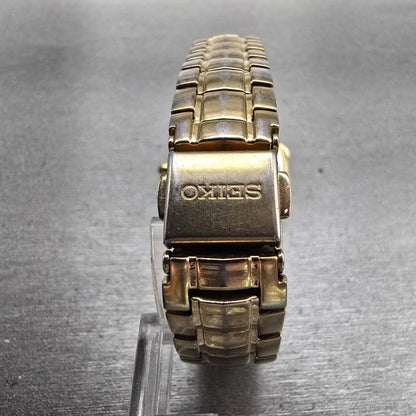 Seiko Coutura Watch Women 26mm MOP Dial Gold Tone Diamonds 7N82-0CG0 New Battery7