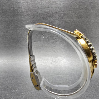 Elgin Watch Women 16mm Silver Dial Gold Tone Oval Crystal Accents New Battery8