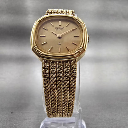 Seiko Watch Women 21mm Gold Dial Gold Tone Oval 2320-5200 New Battery Vintage5