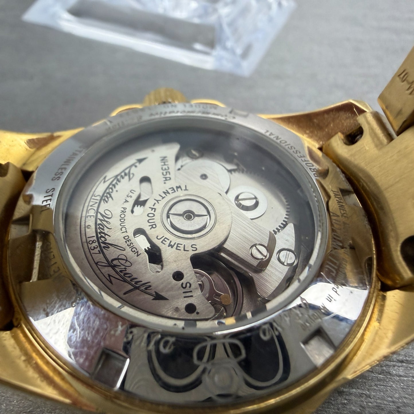 Invicta Grand Diver Watch Women 37mm Red Dial Gold Tone Date Round Automatic9