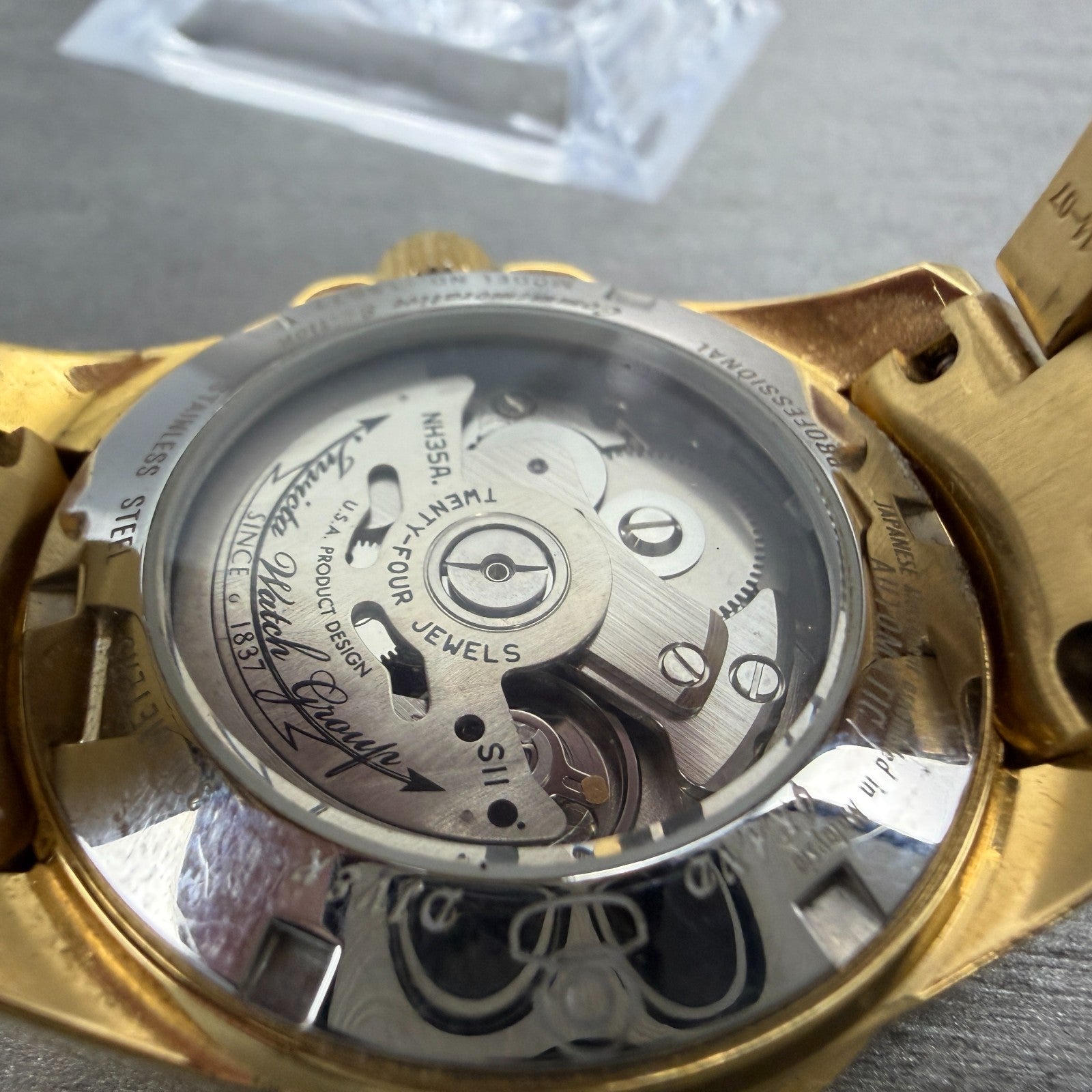 Invicta Grand Diver Watch Women 37mm Red Dial Gold Tone Date Round Automatic9