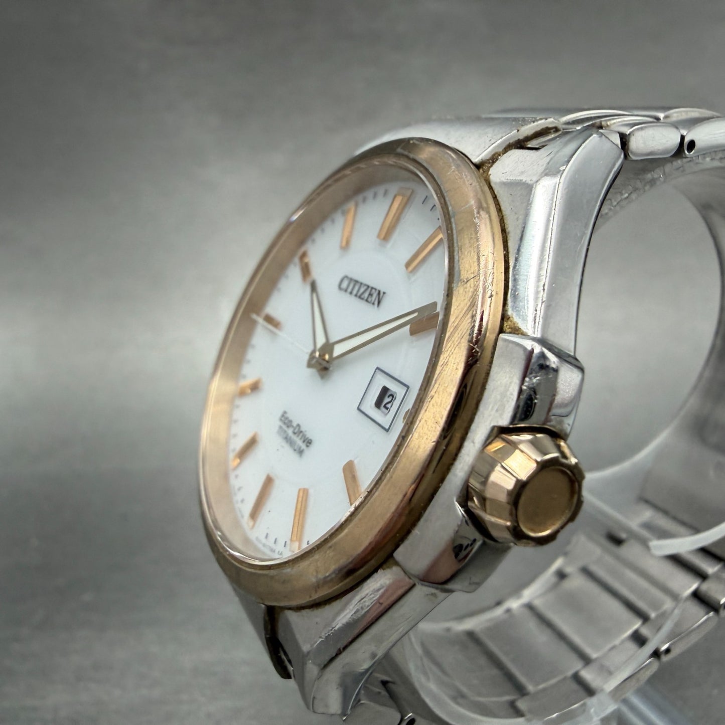 Citizen Eco-Drive Watch Men 43mm White Dial Titanium Date Round BM6935-53A Runs2