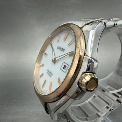 Citizen Eco-Drive Watch Men 43mm White Dial Titanium Date Round BM6935-53A Runs2
