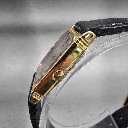 Seiko Watch Women 19mm Gray Dial Gold Tone Rectangle 2B20-5449 New Battery VTG2