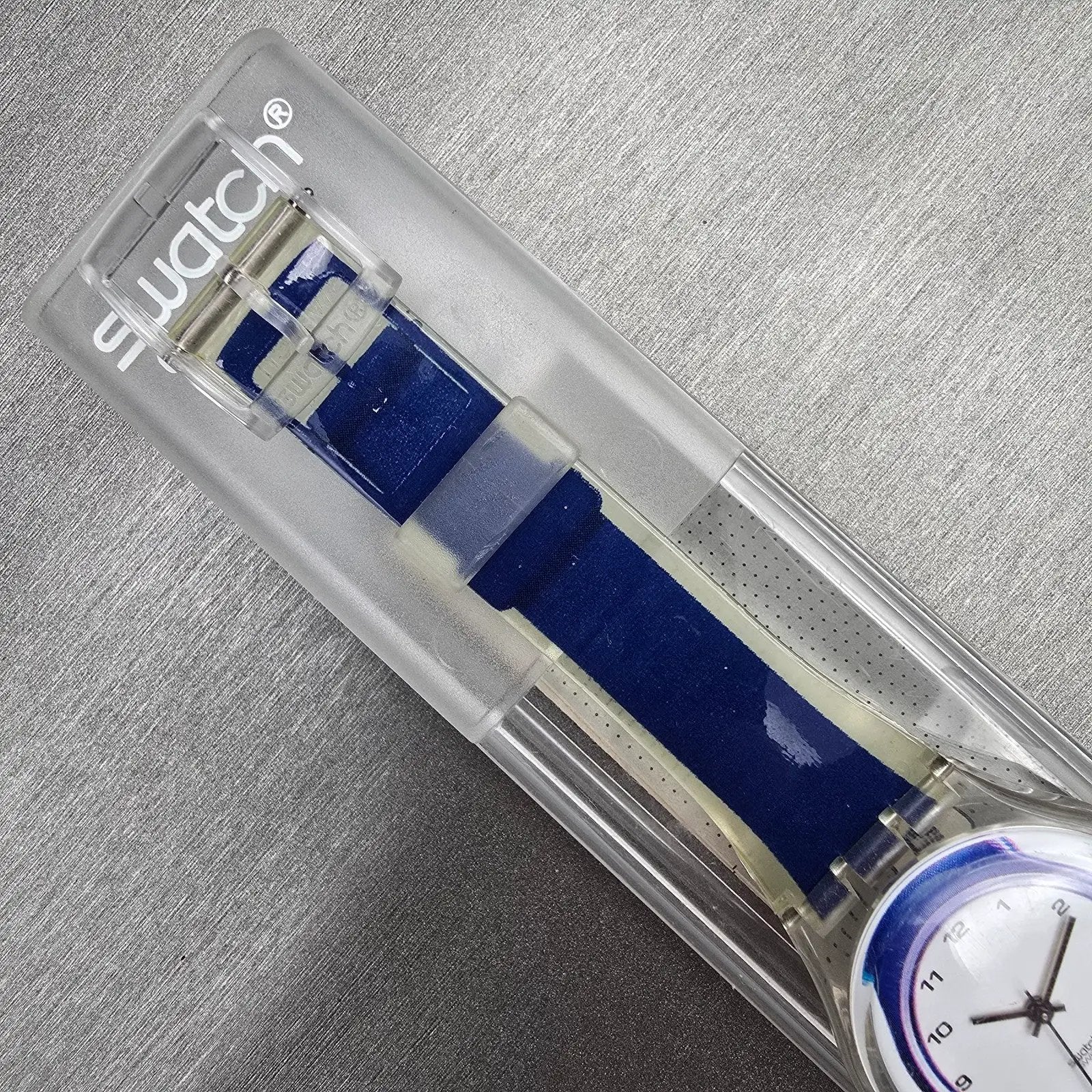 Swatch Gent SMALL IN BIG Watch Men 34mm White Dial Clear Case GK254 New Battery6
