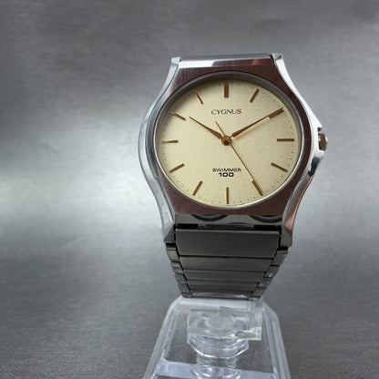 Orient  Cygnus Swimmer Watch Unisex 33mm Champagne Dial Silver Tone New Battery5