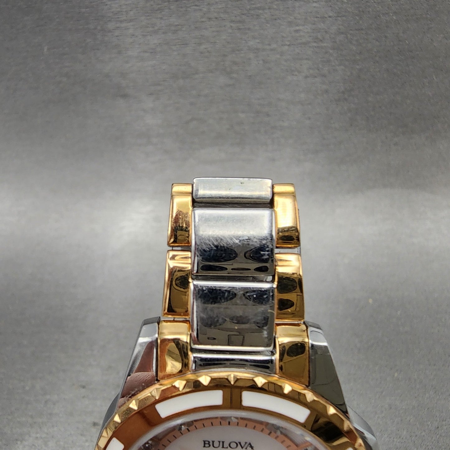 Bulova Diamond Watch Women 32mm MOP Dial Two Tone Round 98P134 New Battery4