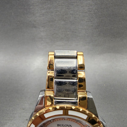 Bulova Diamond Watch Women 32mm MOP Dial Two Tone Round 98P134 New Battery4