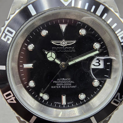 Invicta Pro Diver Watch Men 40mm Black Dial Steel Date 8926 Automatic Runs IUNJ1