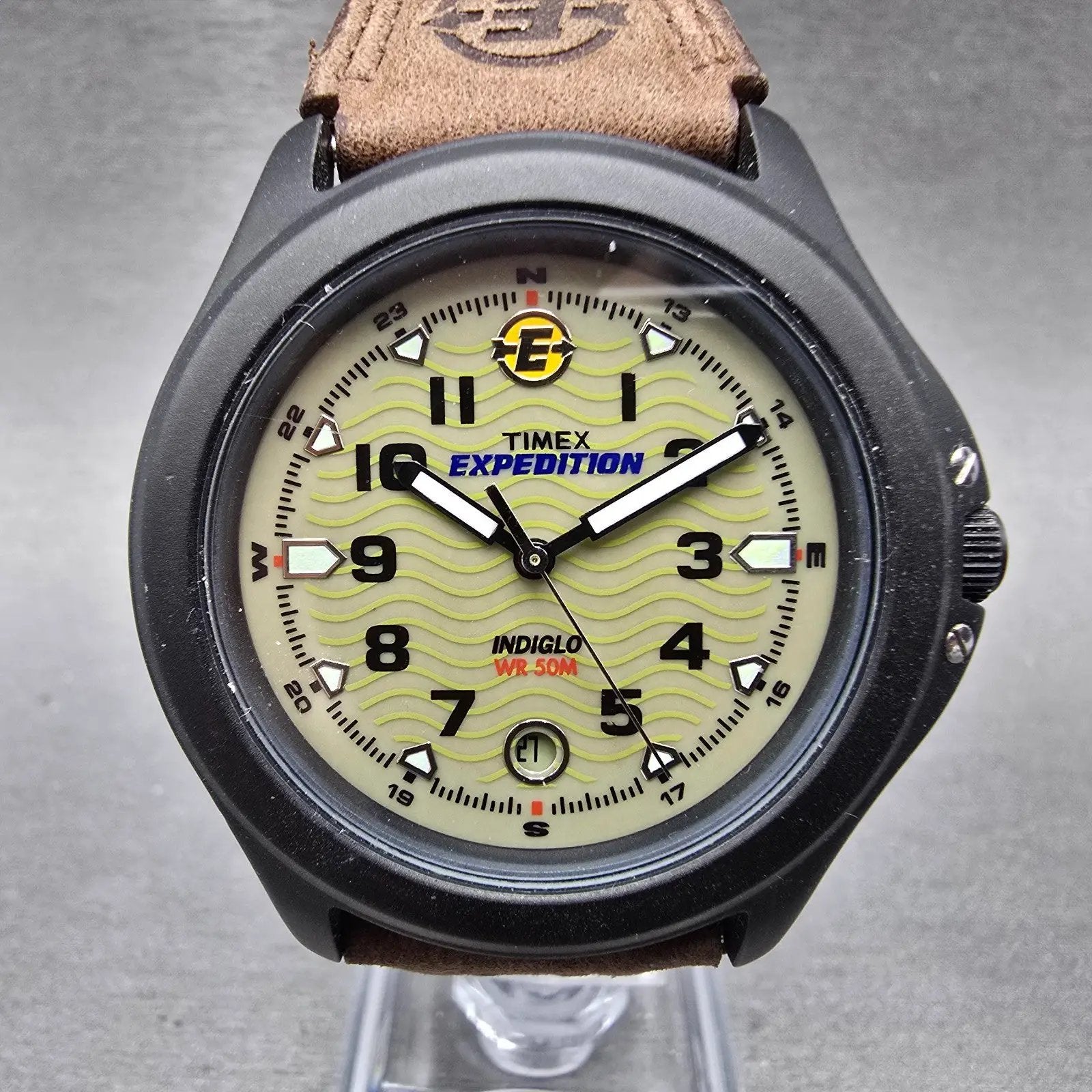 Timex Expedition Watch Men 39mm Green Dial Black Tone Date T47012 READ!!! NewBat0