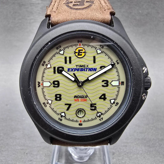 Timex Expedition Watch Men 39mm Green Dial Black Tone Date T47012 READ!!! NewBat0