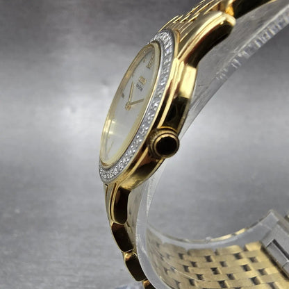 Citizen Eco-Drive Stiletto Watch Women 23mm MOP Dial Gold Diamonds Works2