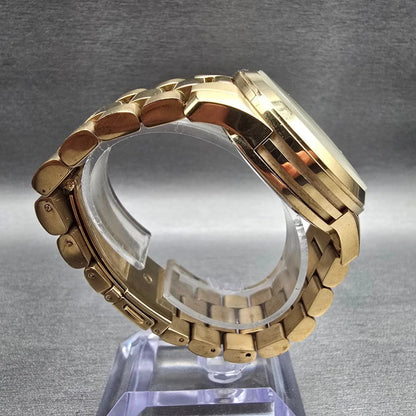 Michael Kors Runway Watch Women 37mm Gold Dial Gold Tone Chrono MK5055 New Batt38