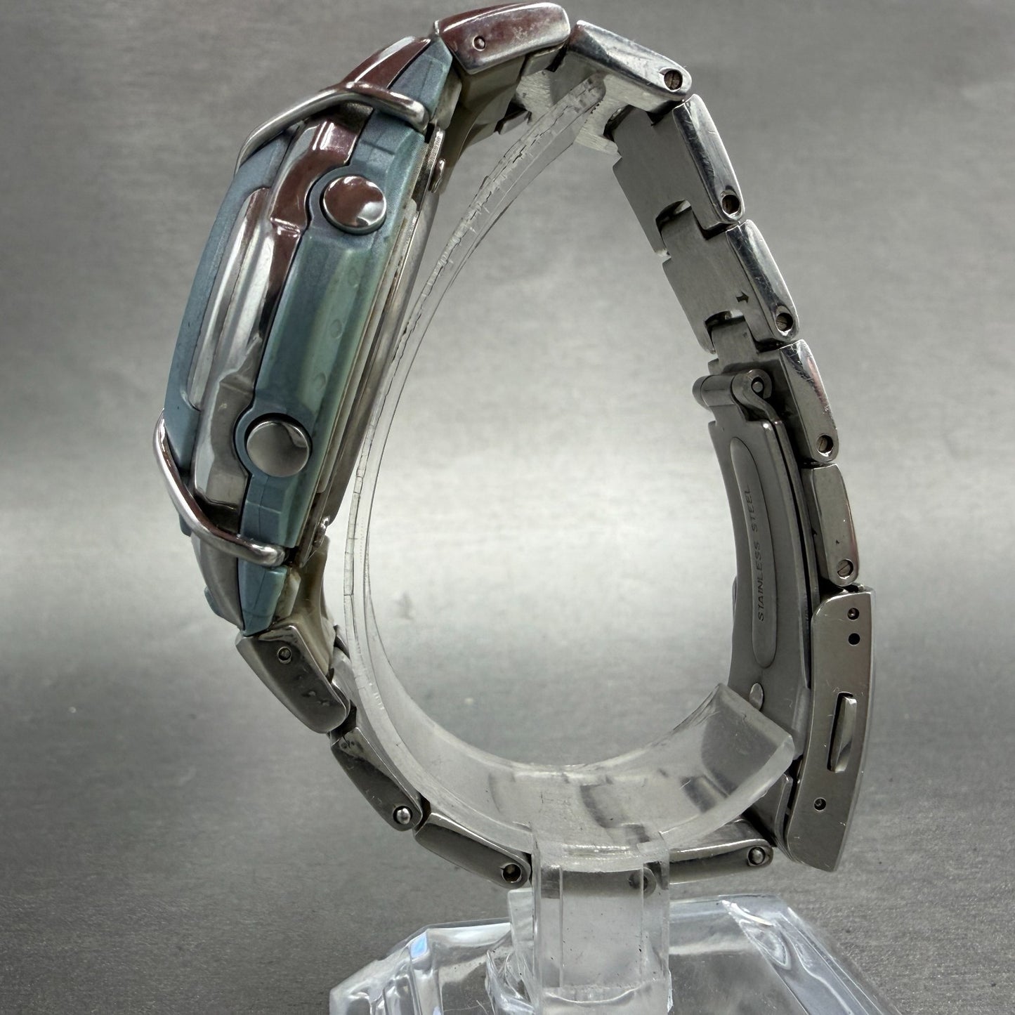 Casio Baby-G MSG-132 Watch Women 42mm Digital Blue Silver Alarm Chrono New batt6