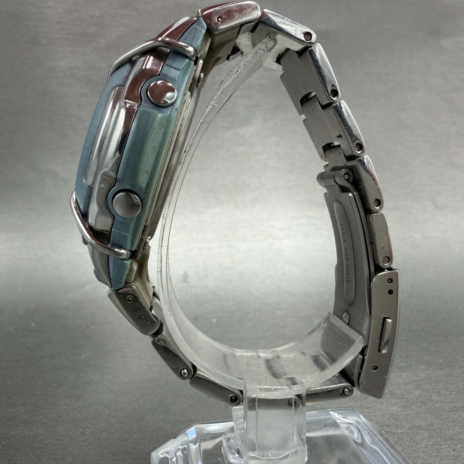 Casio Baby-G MSG-132 Watch Women 42mm Digital Blue Silver Alarm Chrono New batt6
