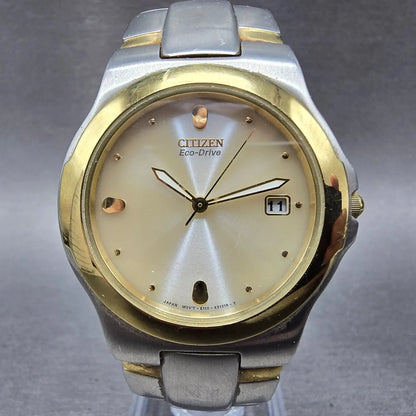 Citizen Eco-Drive Watch Men 36mm Champagne Dial Two Tone Date E111-K16768 Runs W0