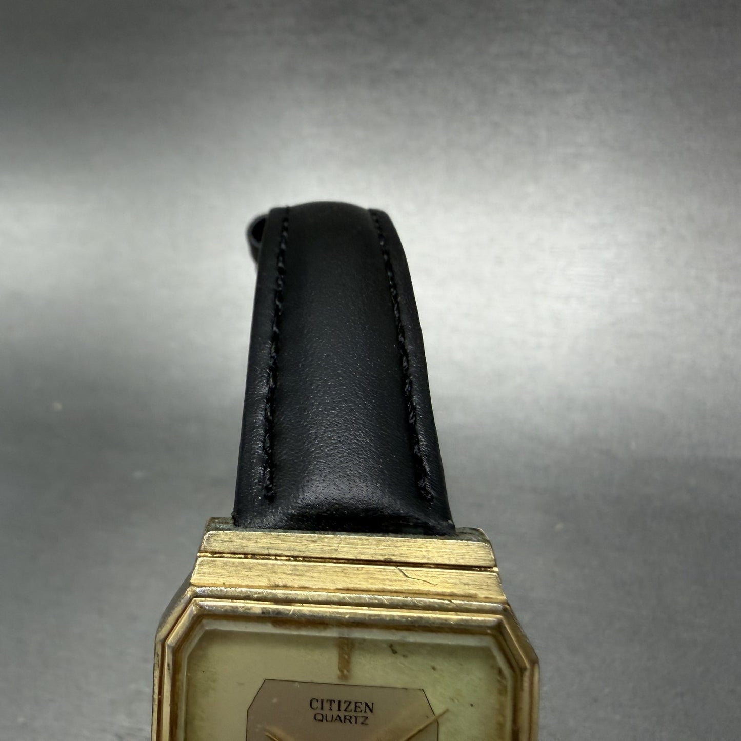 Citizen CQ Tank Watch Men 27mm Champagne Dial Gold Tone Octagon New Battery VTG4