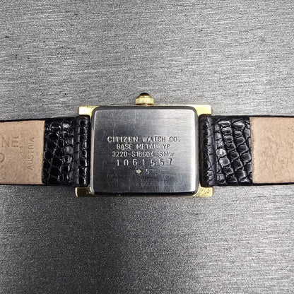 Citizen Tank Watch Women 17mm Black Dial Gold Rectangle 3220-S18604 New Battery10