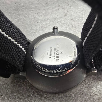 Skagen Hald Watch Men 40mm Silver Dial Black Tone Date Round SKW6188 New Battery10