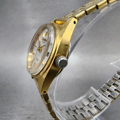 Citizen Seven Watch Women 24mm White Dial Gold Tone Date Round New Battery VTG2