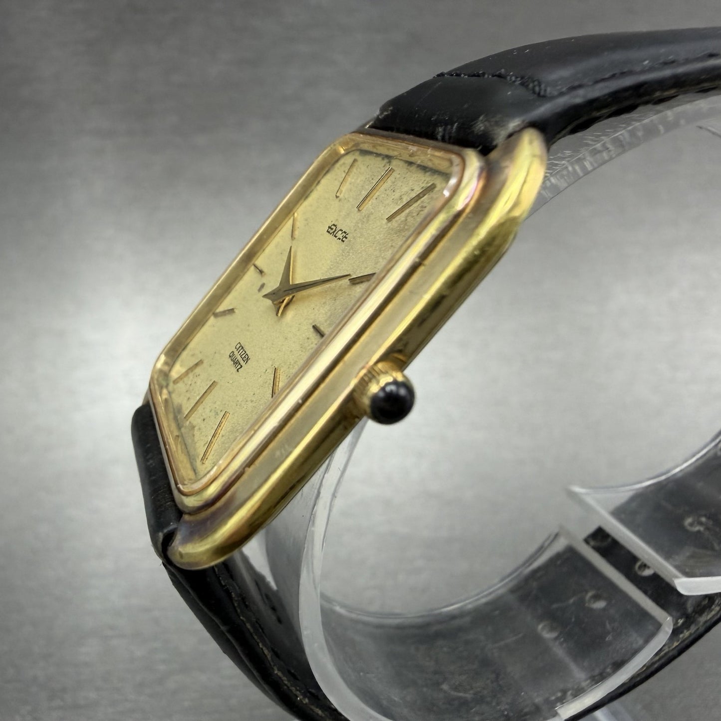 Citizen Exceed Tank Watch Men 28mm Champagne Dial Gold Tone Rectangle New batt2