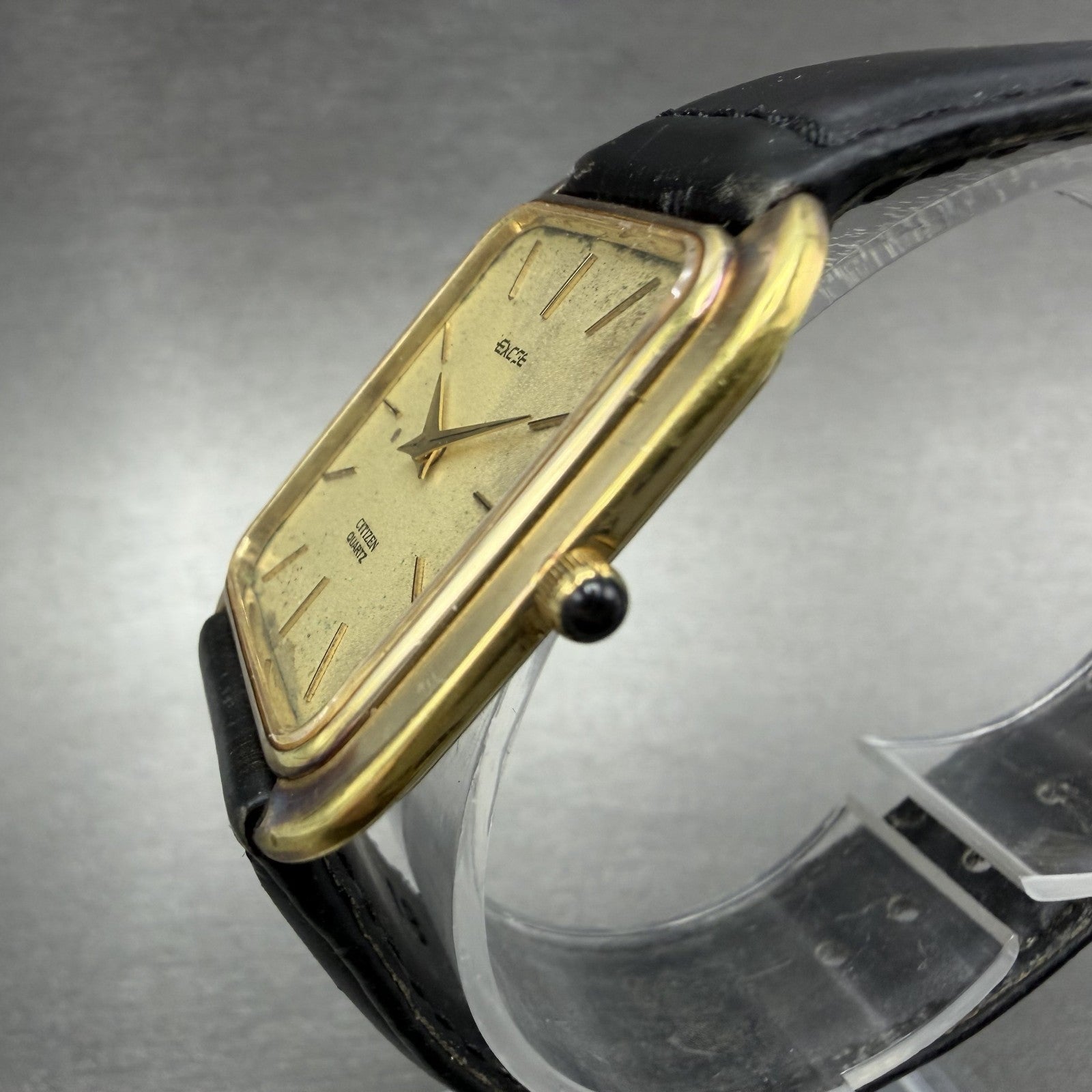 Citizen Exceed Tank Watch Men 28mm Champagne Dial Gold Tone Rectangle New batt2