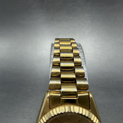 Seiko SQ Watch Women 24mm Gold Dial Gold Tone Daydate 24mm Round New Battery ABI4