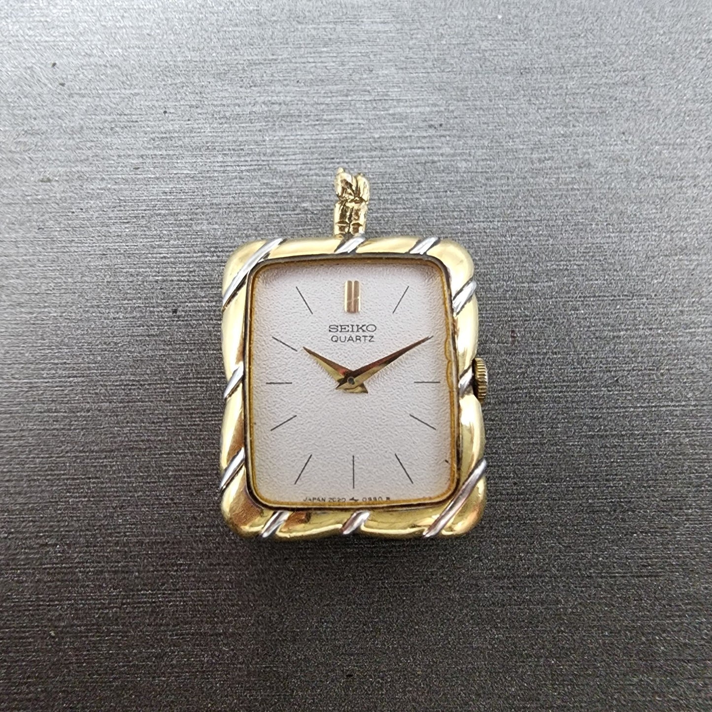 Seiko Pendent Watch Women 18mm Silver Dial Two Tone 2c205470 New Battery READ!!0