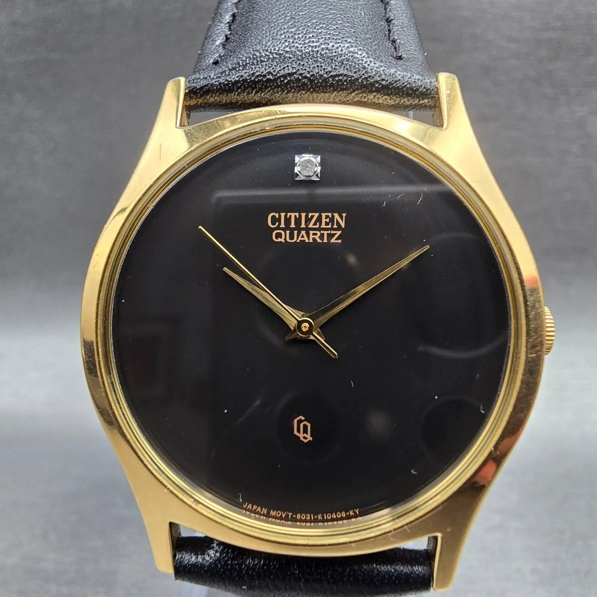 Citizen CQ Watch Men 32mm Black Dial Gold Tone Round 6031-K02716 New Battery JP1