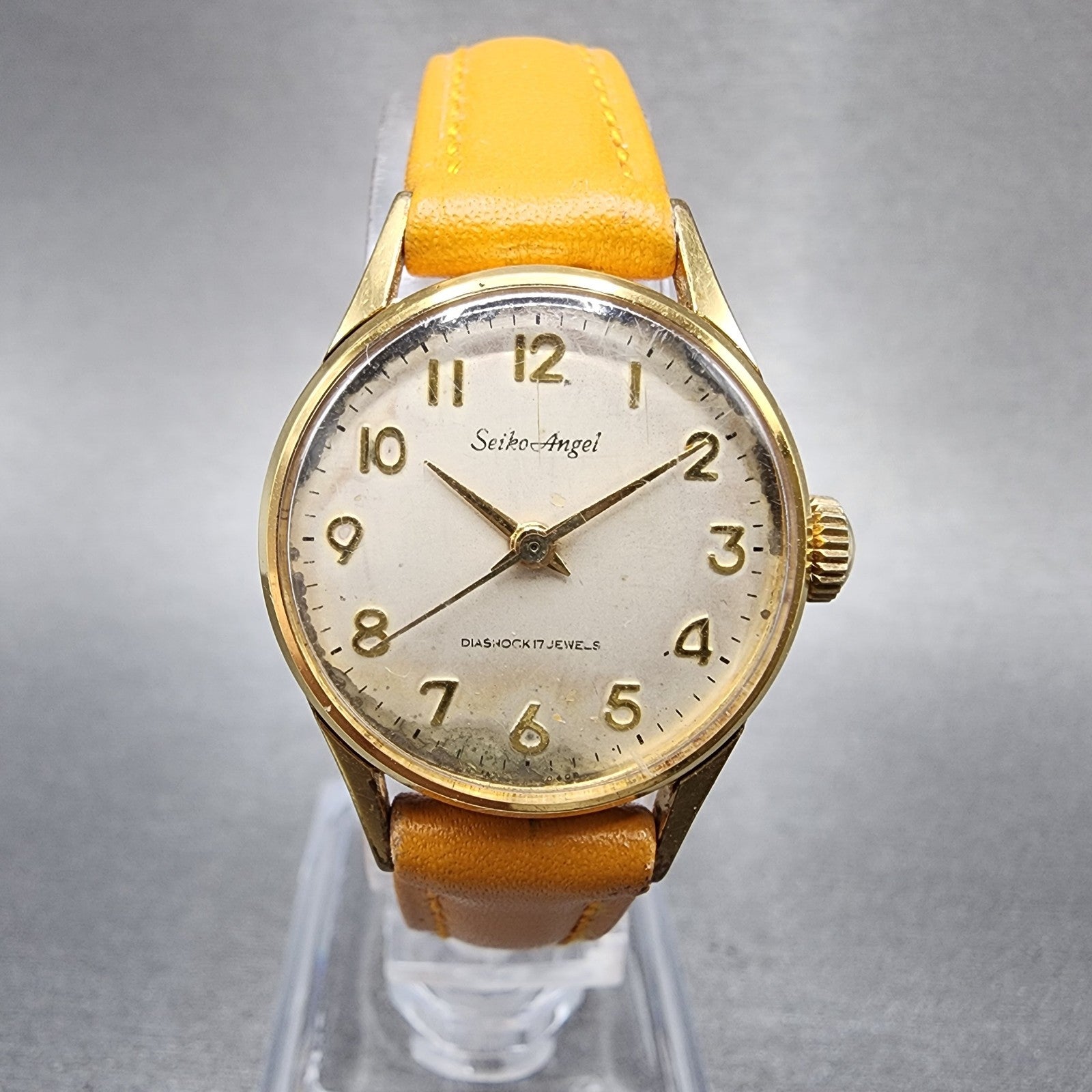 Seiko Angel Watch Women 23mm White Dial Gold Plated Manual Wind 10040030 Runs0