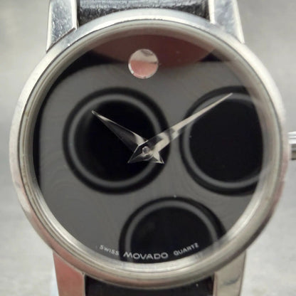 Movado Museum Watch Women 25mm Black Dial Steel Round 84.A1.845 New Battery ACB1