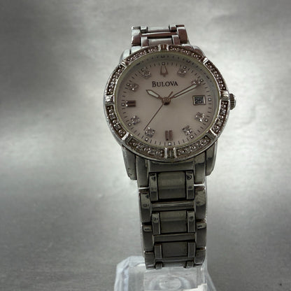 Bulova Watch Women 26mm MOP Dial Silver Tone Date Round 96R105 New Battery5