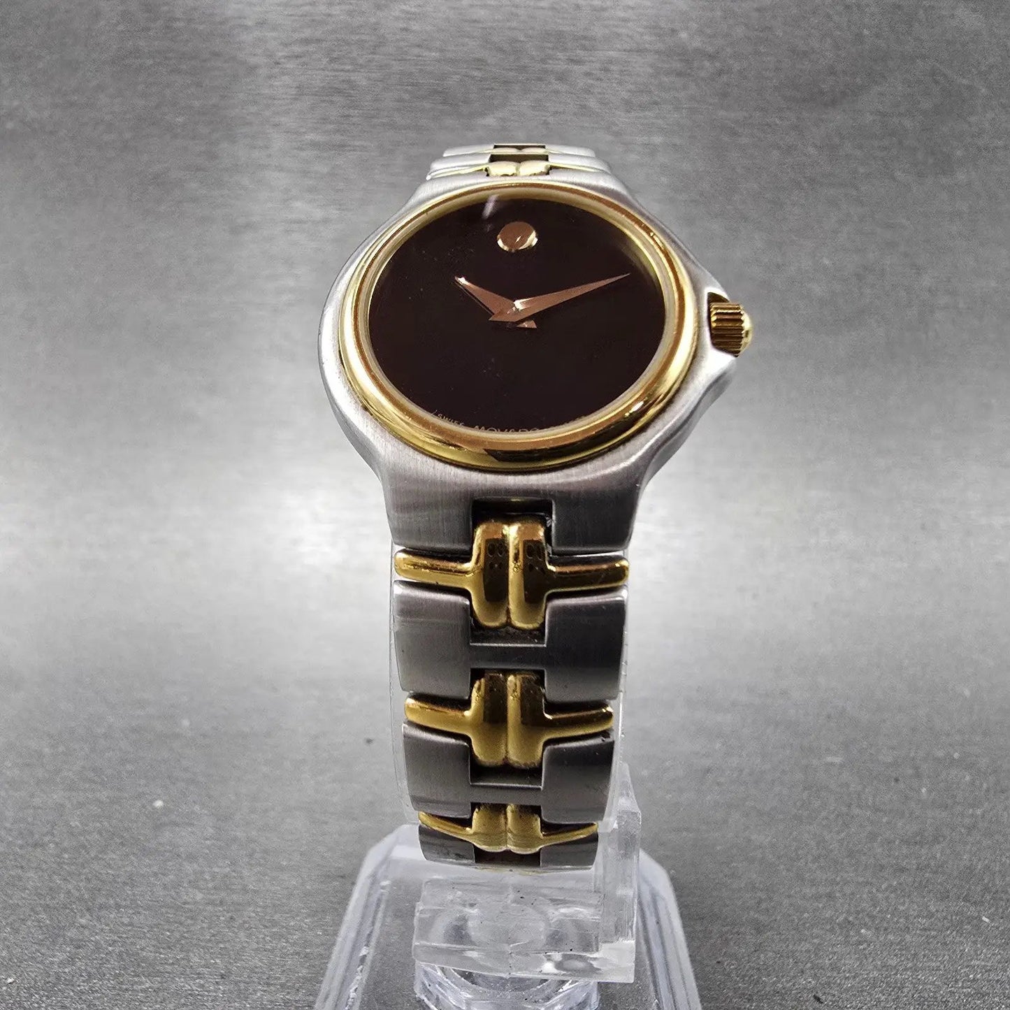 Movado Museum Watch Women 26mm Black Dial Two Tone Round 81.A1.827 New Battery P5