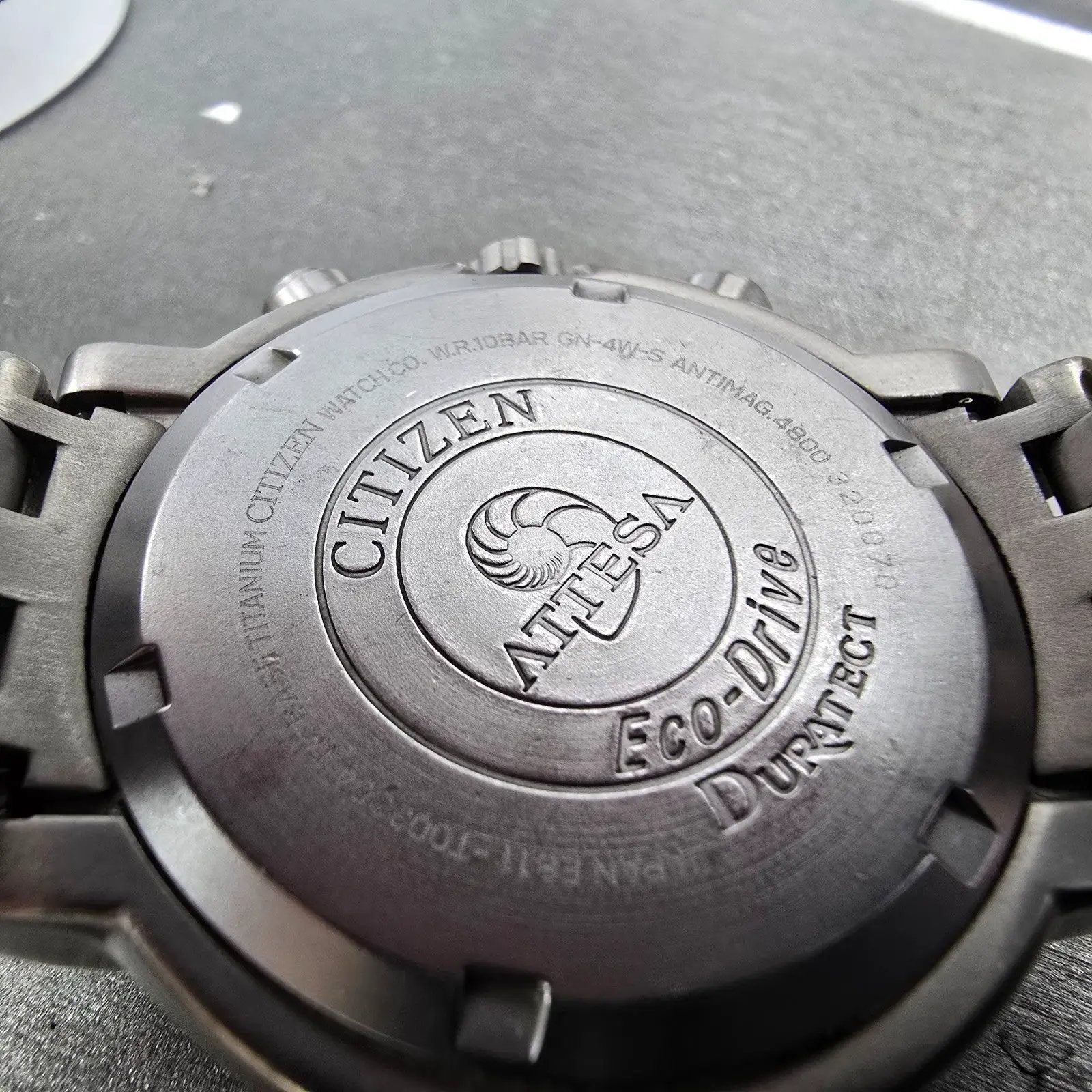 Citizen Eco-Drive Attesa Watch Men 38mm Black Dial Titanium Chrono Alarm Works10