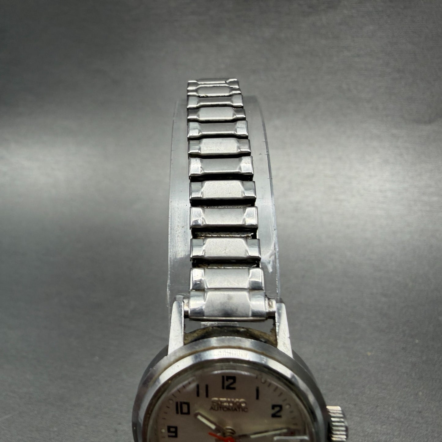 Seiko Automatic Watch Women 24mm Silver Dial Silver Tone Date 2205-0599 PARTS5