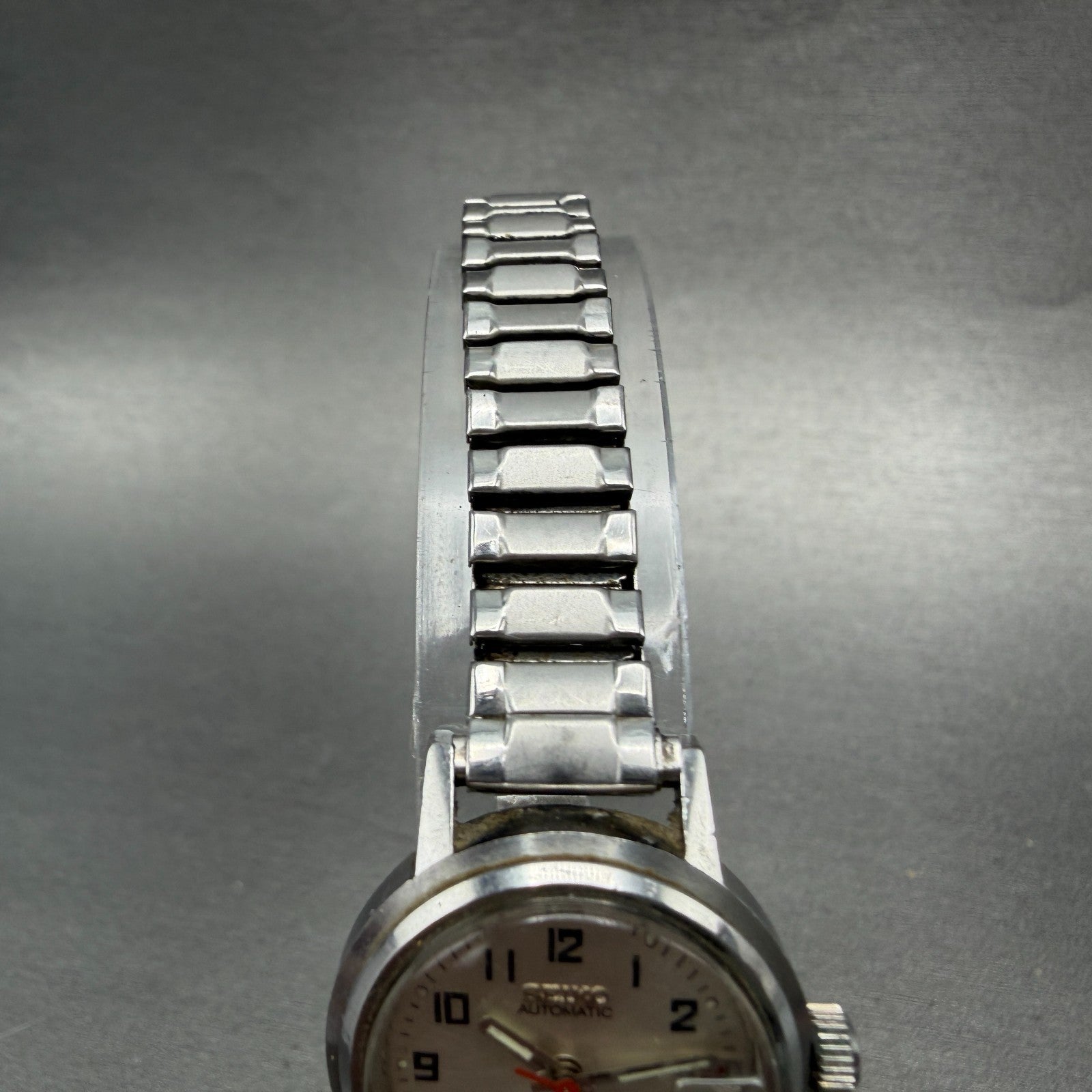 Seiko Automatic Watch Women 24mm Silver Dial Silver Tone Date 2205-0599 PARTS5