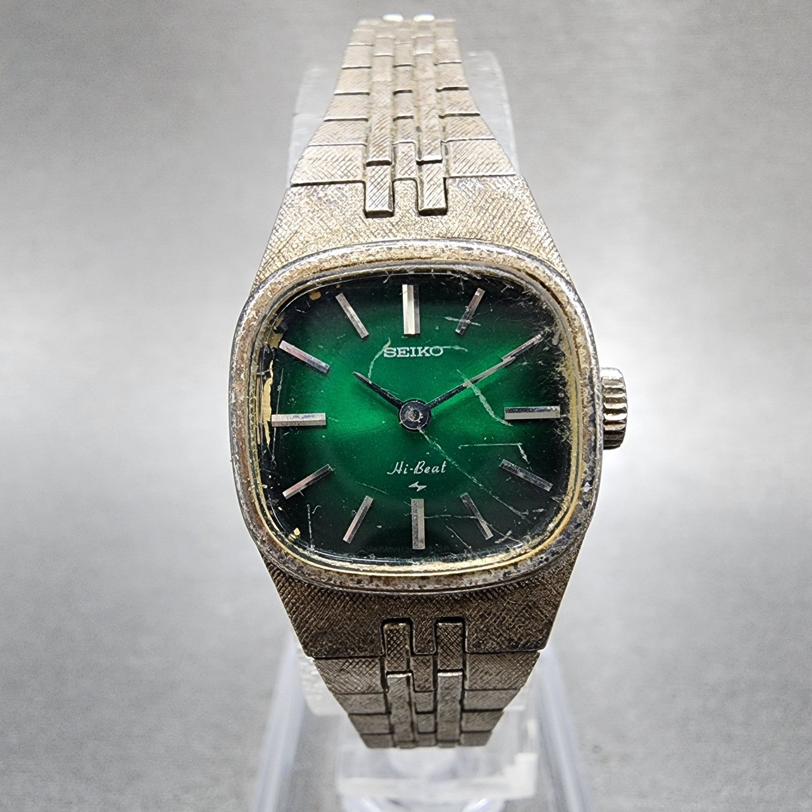 Seiko Watch Women 19mm Green Dial Silver Tone Round Manual 11203060 Runs0
