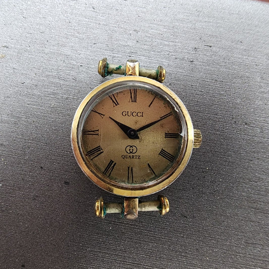 Gucci 2000l Watch Women 21mm Champagne Dial Gold Plated Round New Battery0