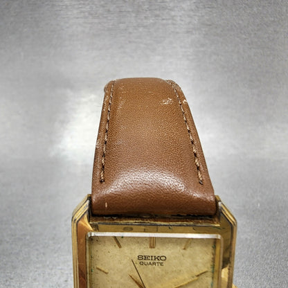 Seiko Tank Watch Men 26mm Champagne Dial Gold Tone 9021-5310 New Battery