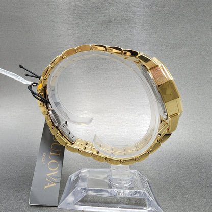Bulova Octava Watch Women 36mm White Dial Gold Tone Octagon Crystal Accents8