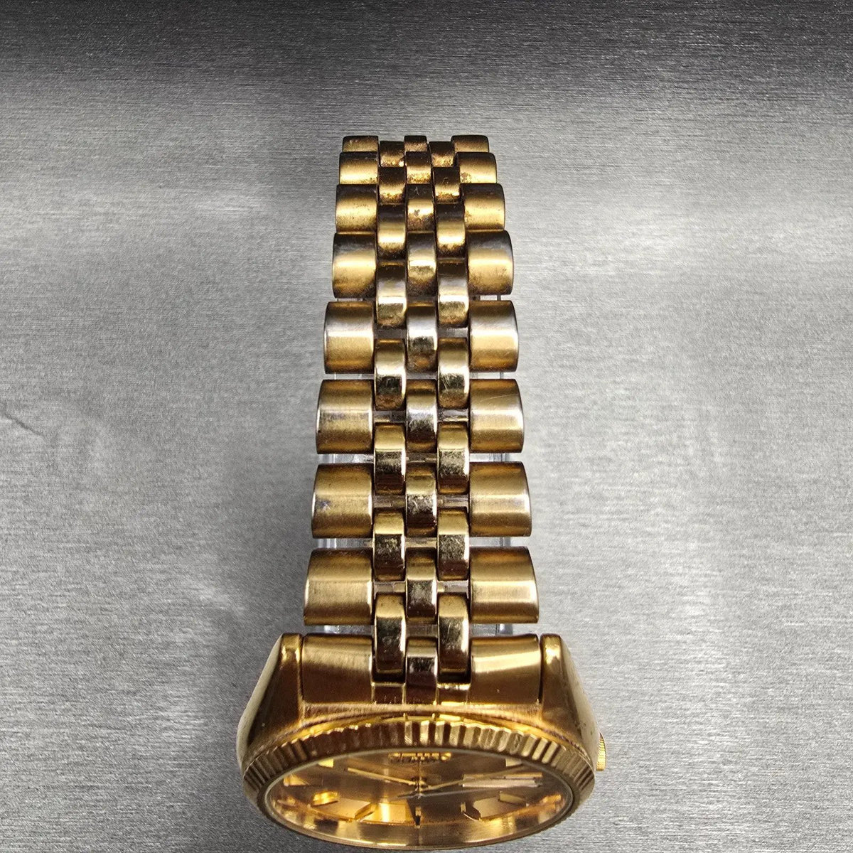 Seiko President Watch Men 36mm Gold Dial Gold Tone Daydate 7N43-8111 New Battery4